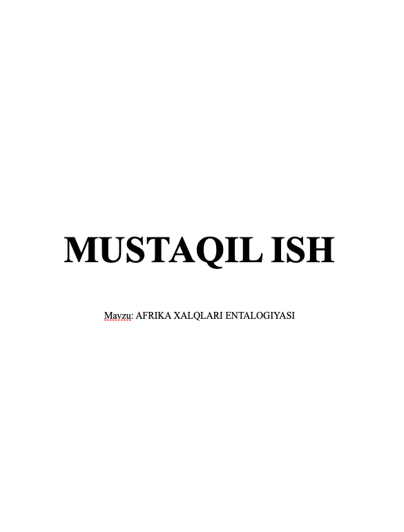 Afrika Xalqlari Madaniy Meroslari 1