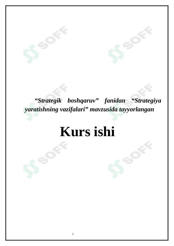 Strategiya yaratishning vazifalari 1