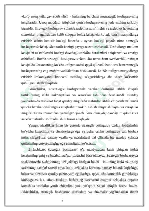 Strategiya yaratishning vazifalari 8