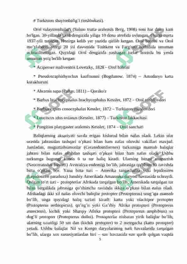Tog'ayli baliqlar sinifi 5