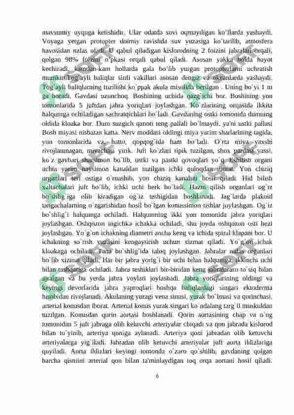 Tog'ayli baliqlar sinifi 6