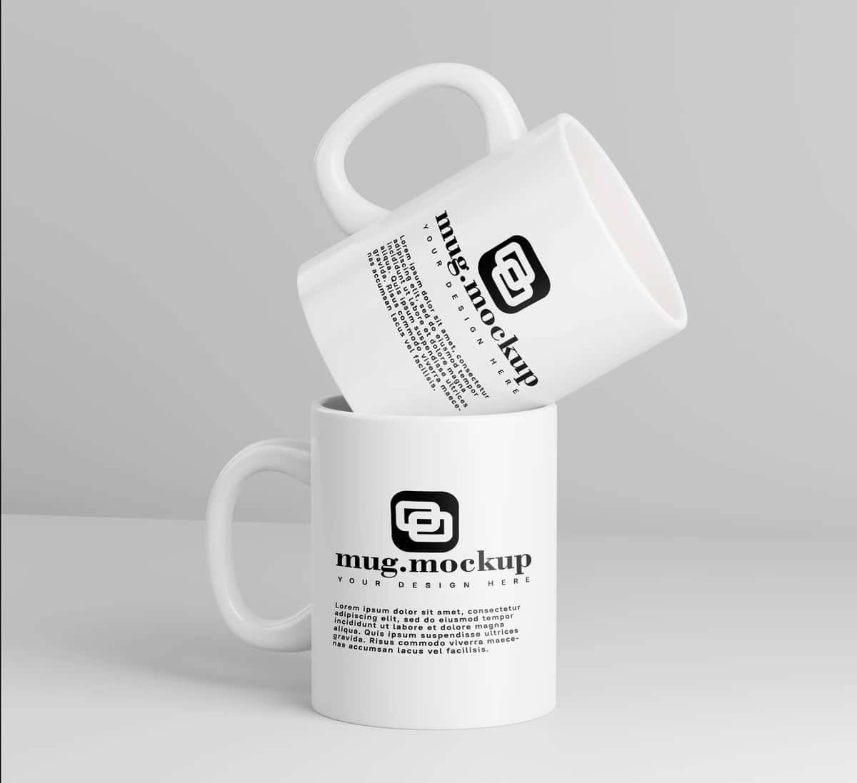 Ikkita krujka maketi bir-biriga yopishtirilgan | Two mugs mockup stacked up 1