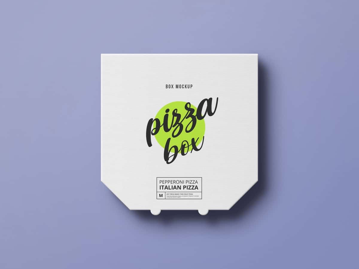 Oq kartonli pizza qutisi maketi | White cardboard pizza box mockup 1