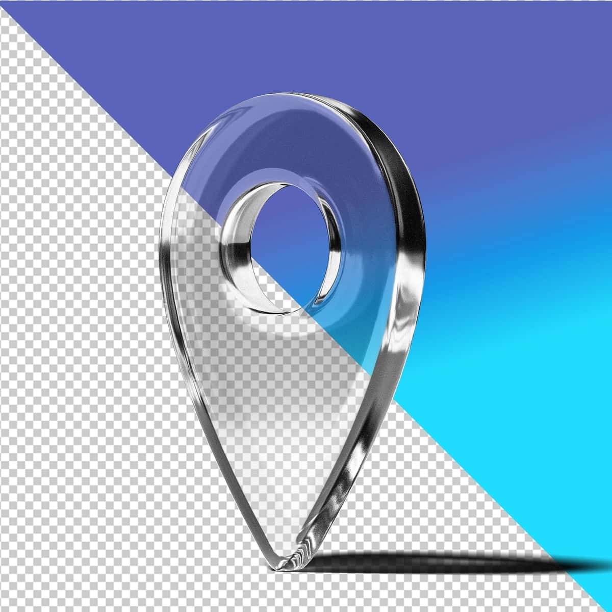 3D shaffof shisha joylashuv PIN belgisi | 3d transparent glass location pin icon 1