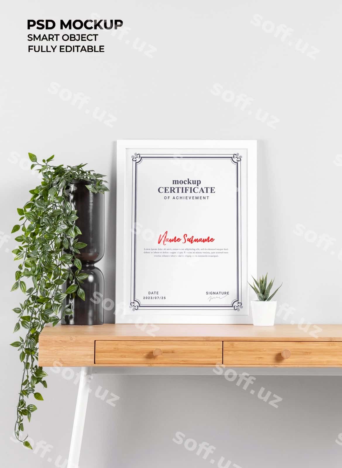 A4 sertifikat ramka maketi | A4 certificate frame mockup 1