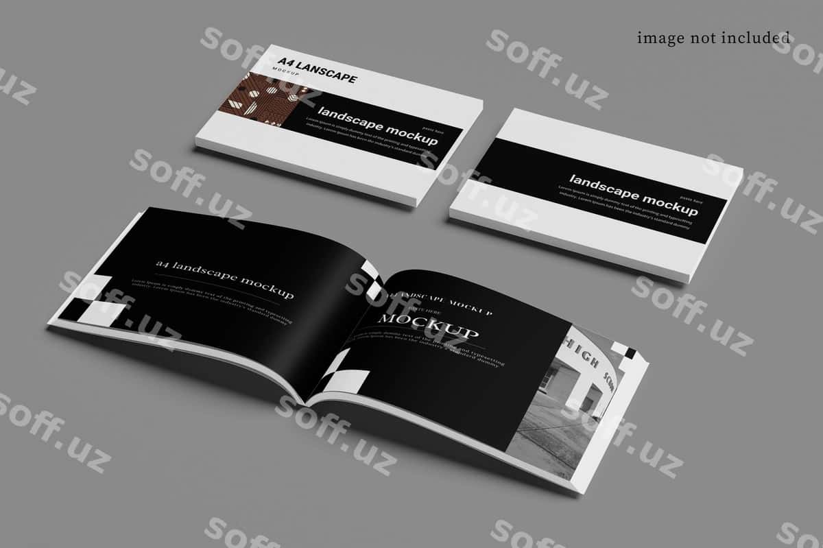 A4 goxritalı magazin namunasi | A4 landscape magazine mockup 1