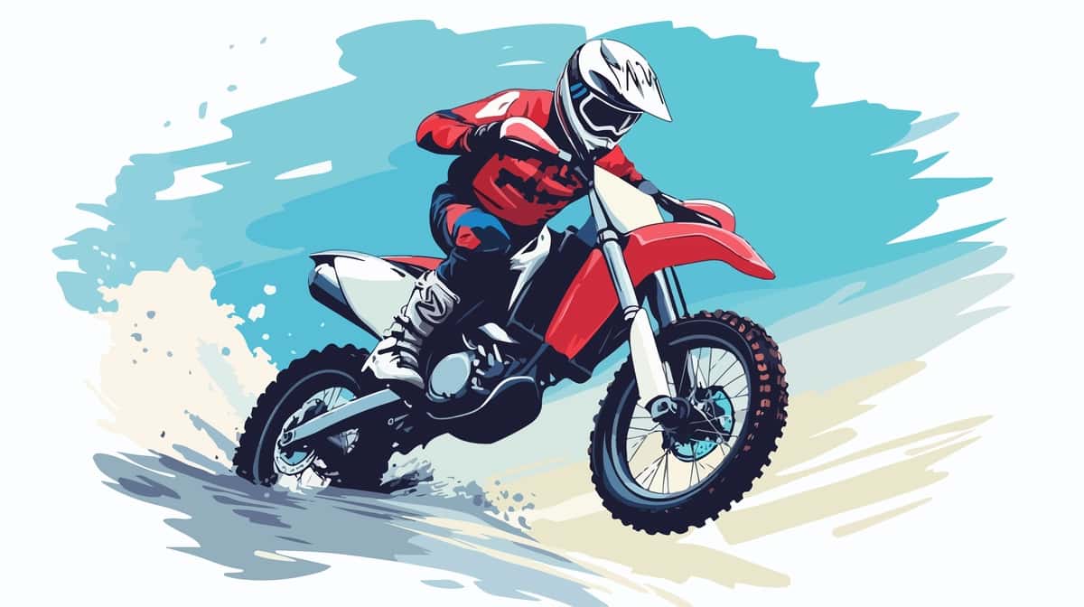 Motokross chavandozi moviy osmon vektor tasvirini tayyorladi | Motocross rider geared up blue sky vector illustration 1