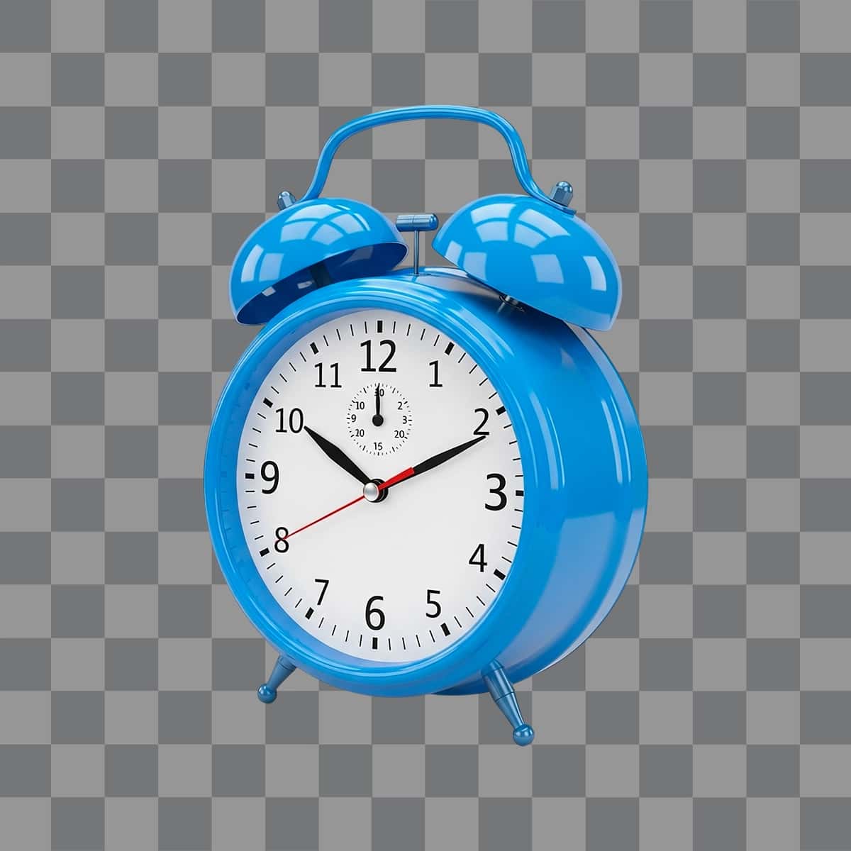 Klassik ko'k budilnik shaffof fon | Classic blue alarm clock transparent background 1