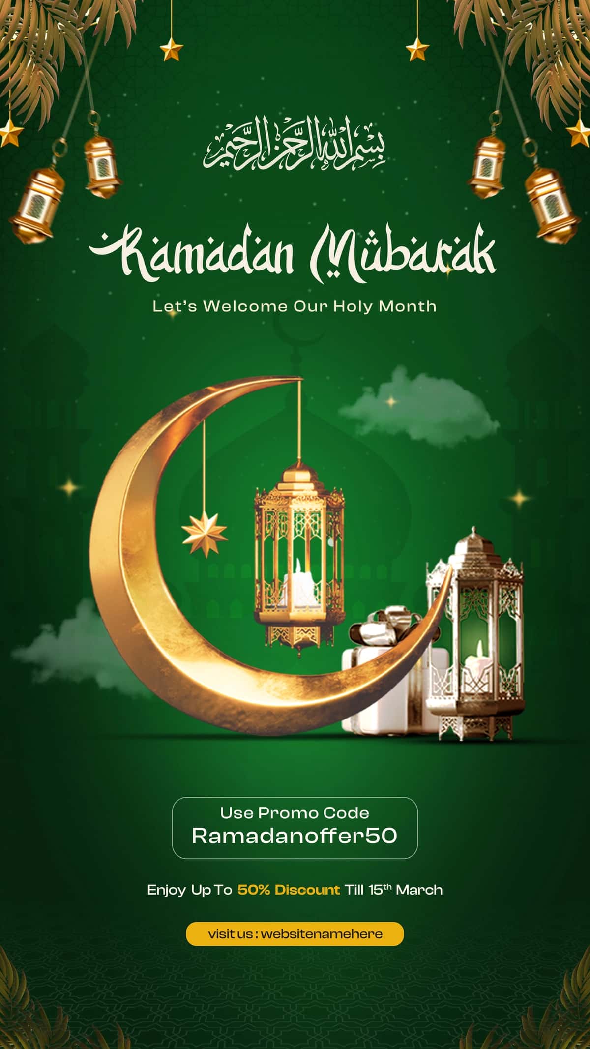 Ramazon muborak islomiy tabriklar ijtimoiy media instagram hikoya shabloni | Ramadan mubarak islamic greetings social media instagram story template 1