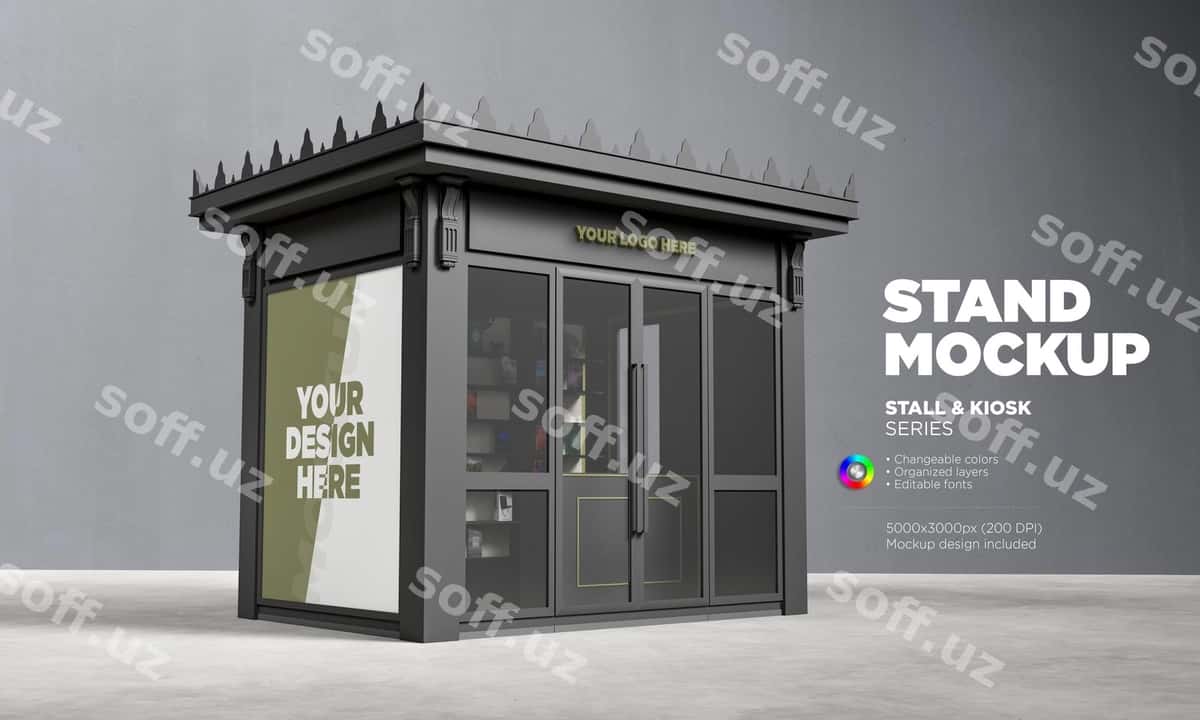 Reklama kiosk kitob do'kon namunasi | Advertising kiosk bookstore mockup 1