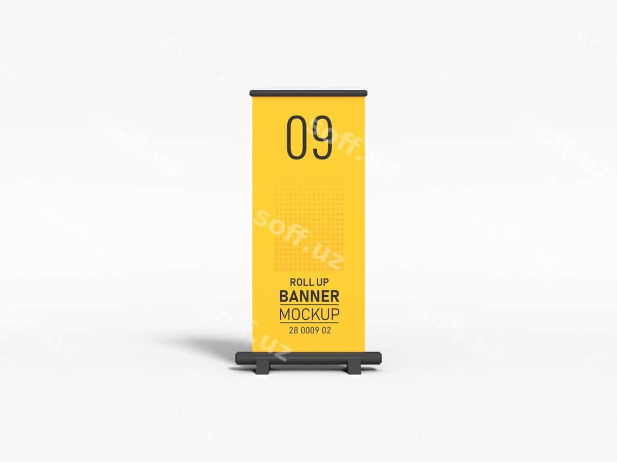 Reklama bannerini o'rash maketi | Advertising roll up banner mockup 1
