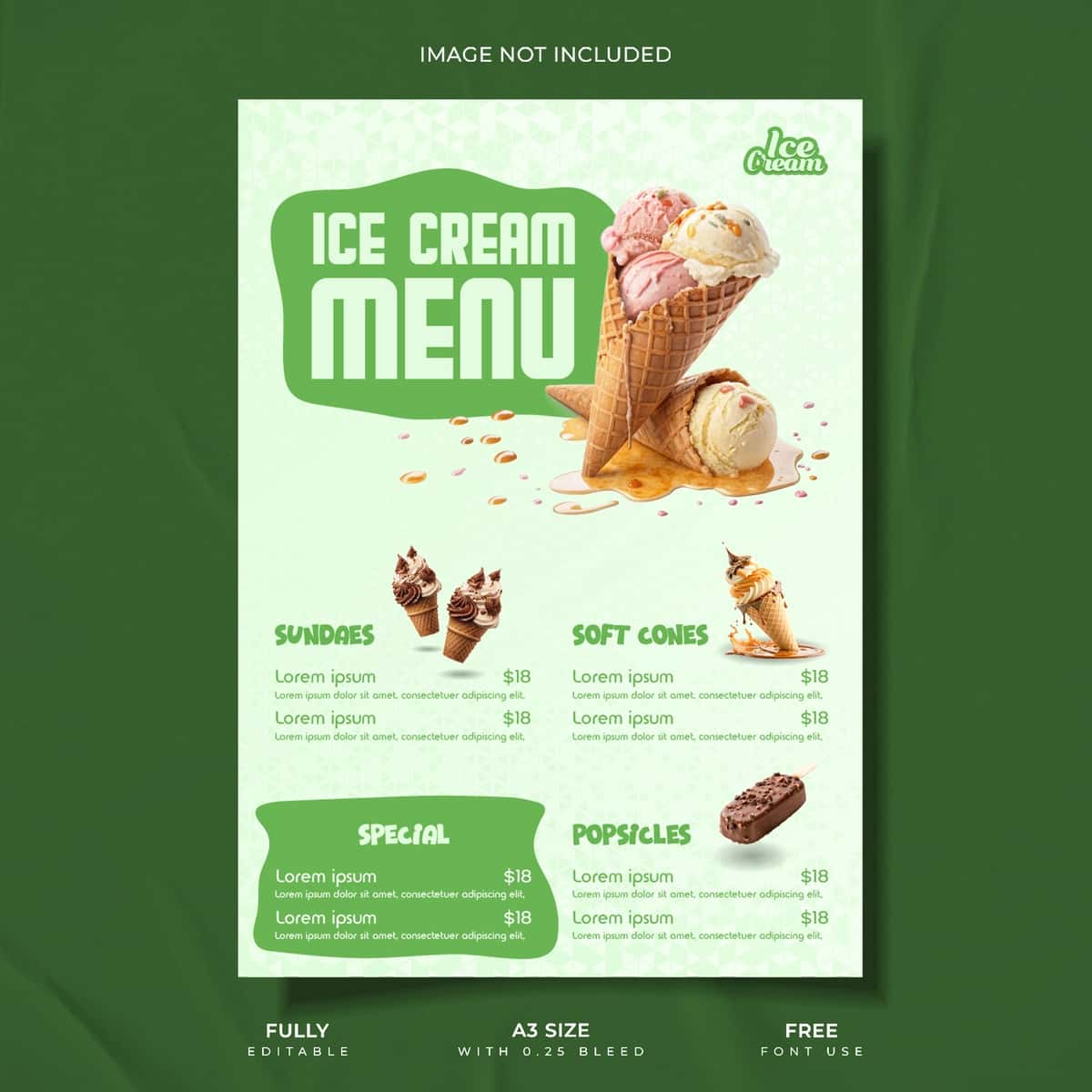 Ijodiy muzqaymoq menyu kartasi dizayni | Creative ice cream menu card design 1