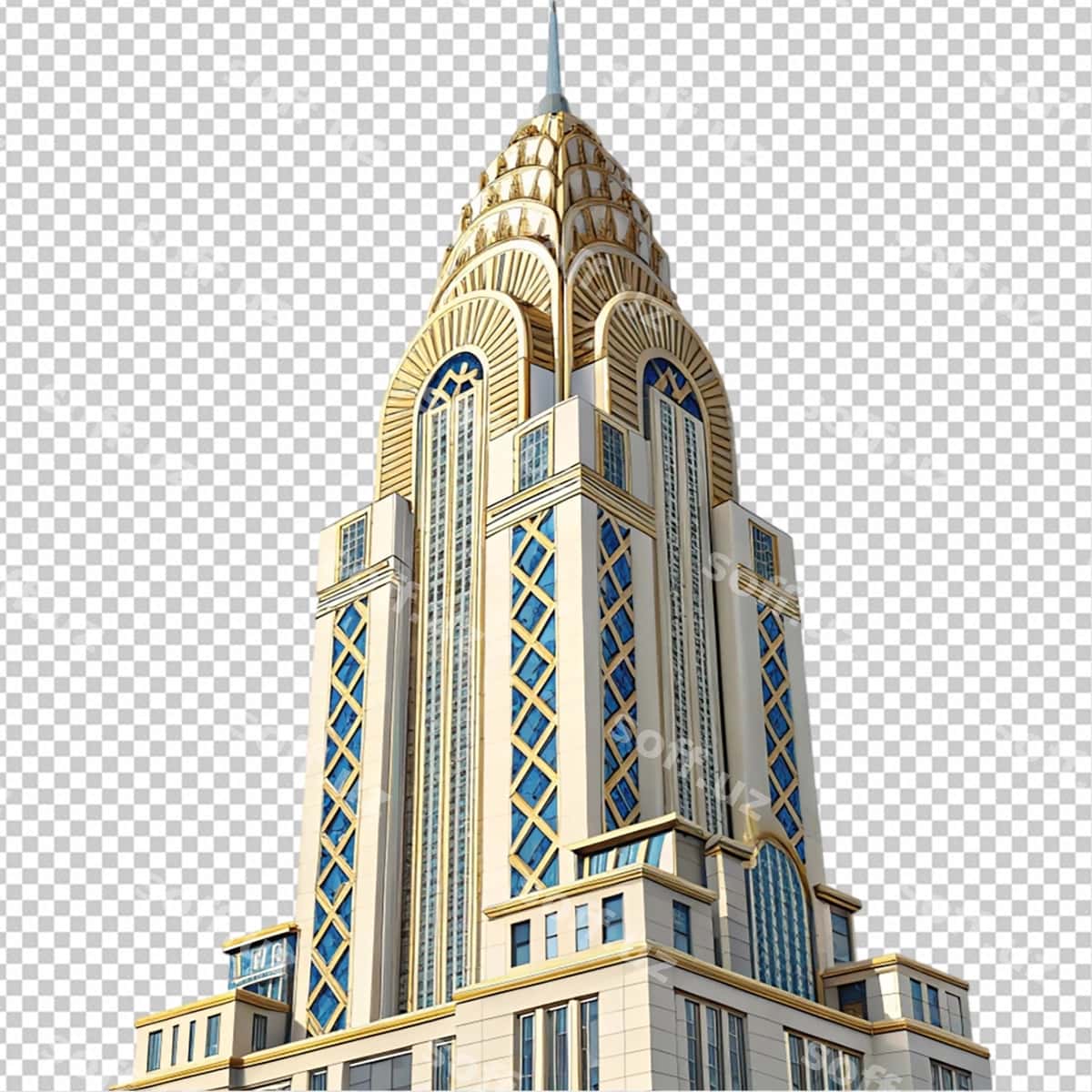 Art-deko ko'rpa oq fonda | Art deco tower white background 1
