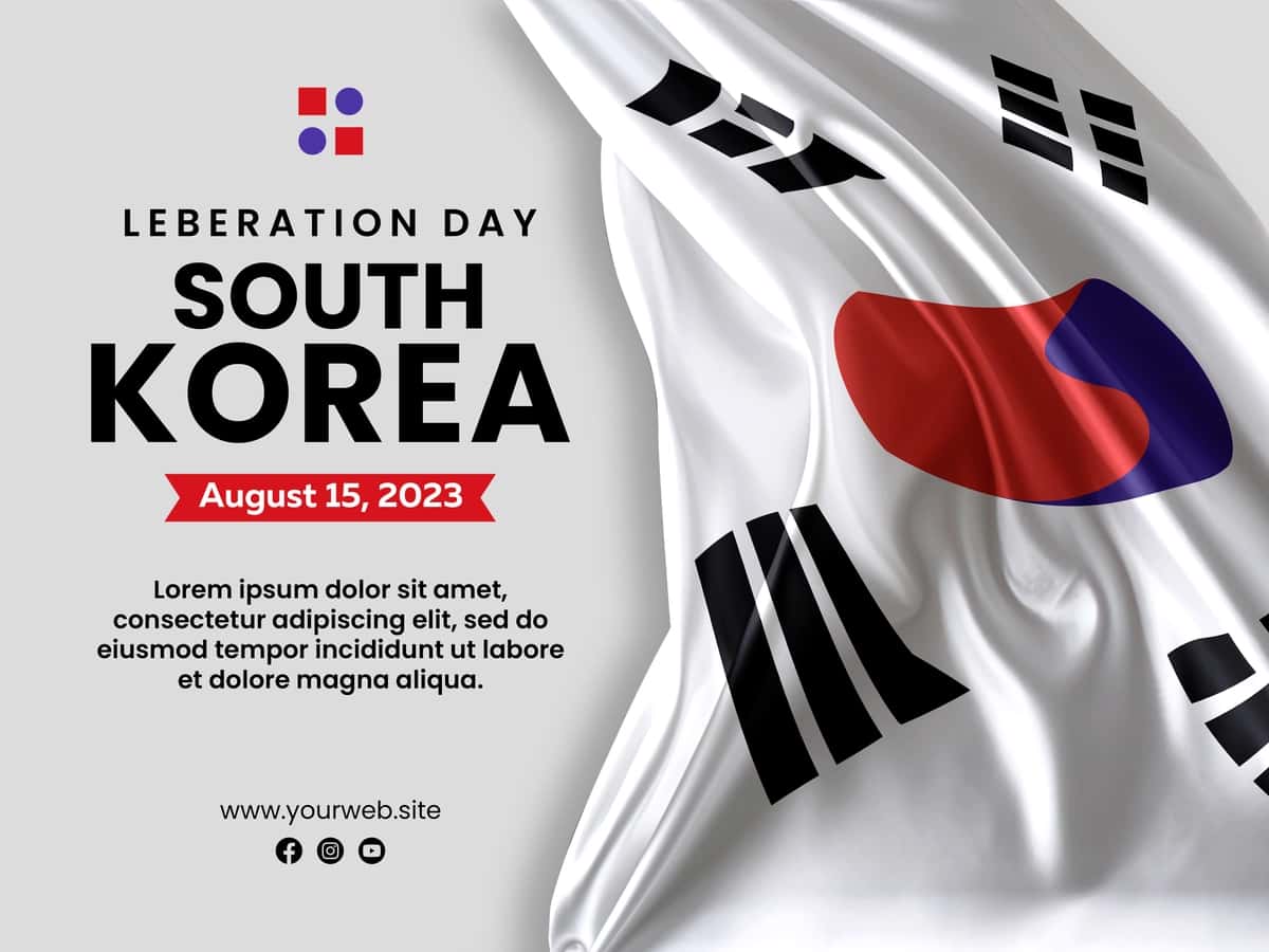 Bayroq fonida Koreya mustaqillik kuni ijtimoiy media posti | Korean independence day social media post with flag background 1