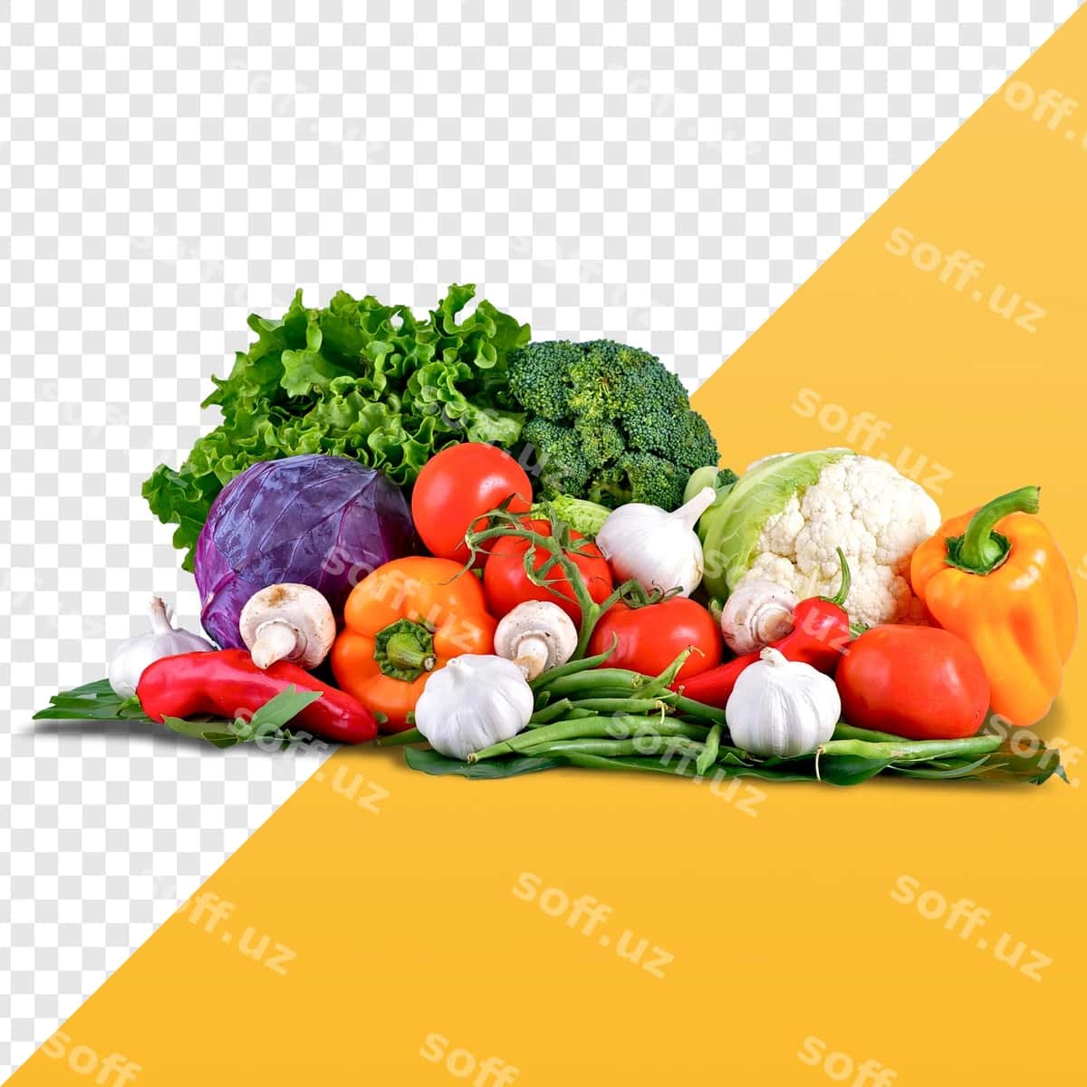 Yangi rangli sabzavotlar assortimenti | Assortment fresh colorful vegetables 1