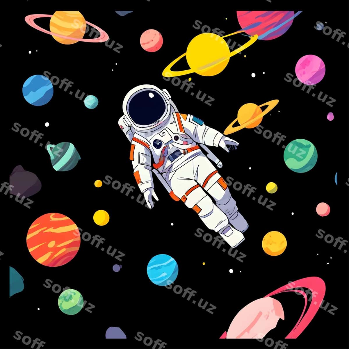 Astronaut faza vektor futbolka | Astronaut space vector t shirt 1