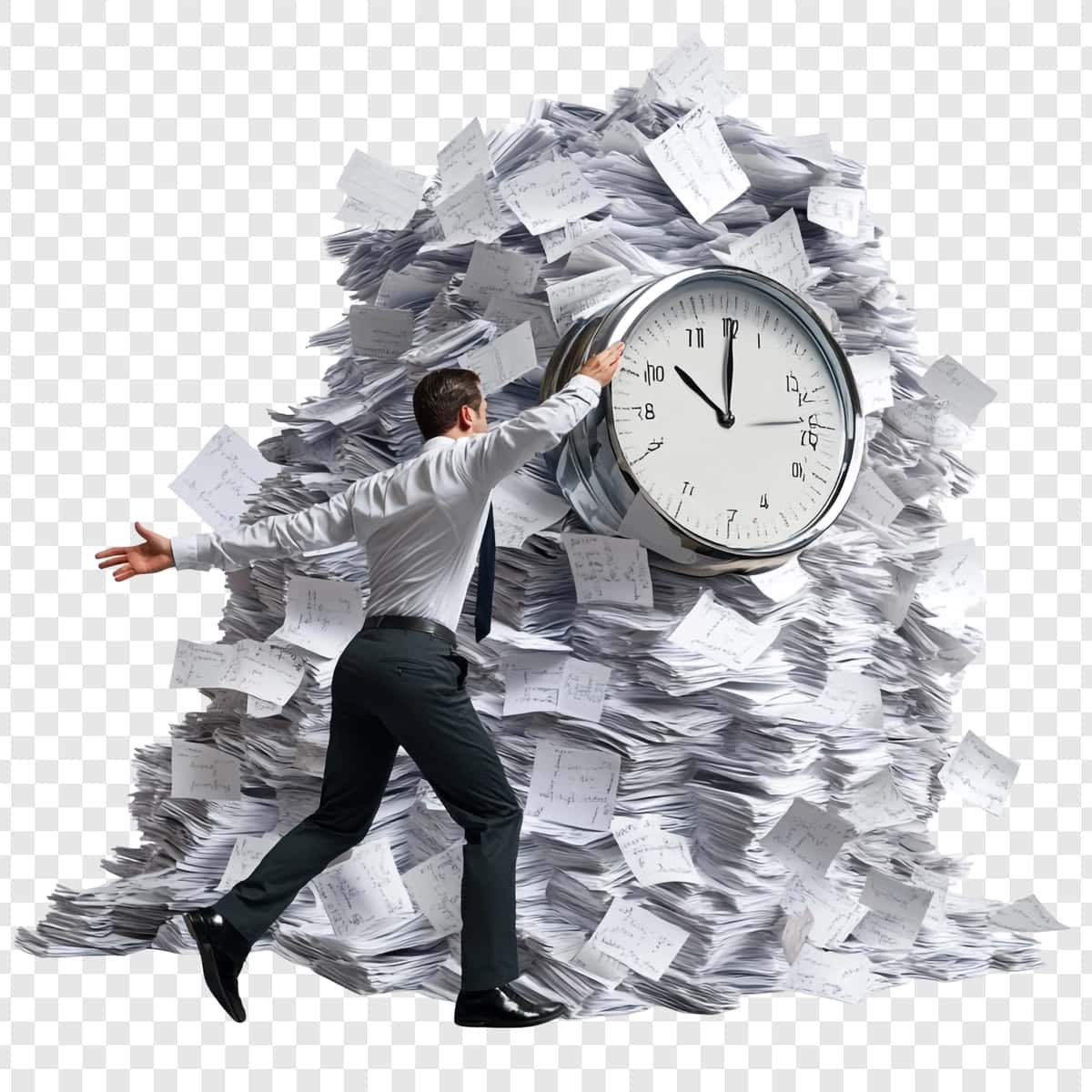Tadbirkor vaqtni hujjatlashtirish bilan qiynaladi | Businessman struggling with time paperwork 1