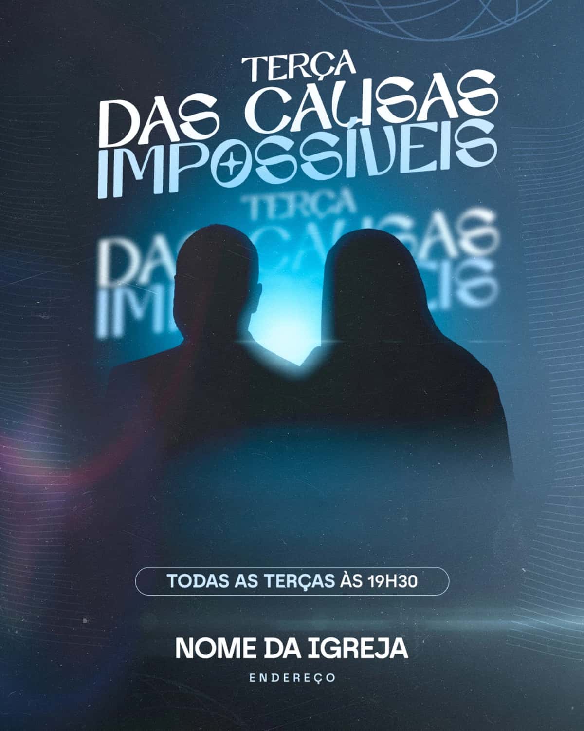 Psd varaqasi har seshanba kuni kechqurun o'tkaziladigan cherkov tadbiriga sabab bo'lmaydi | Psd flyer impossible causes church event held every tuesday night 1