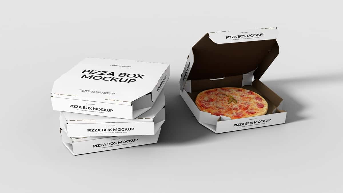 Qadoqlash pizza qutilari maketi | Packaging pizza boxs mockup 1