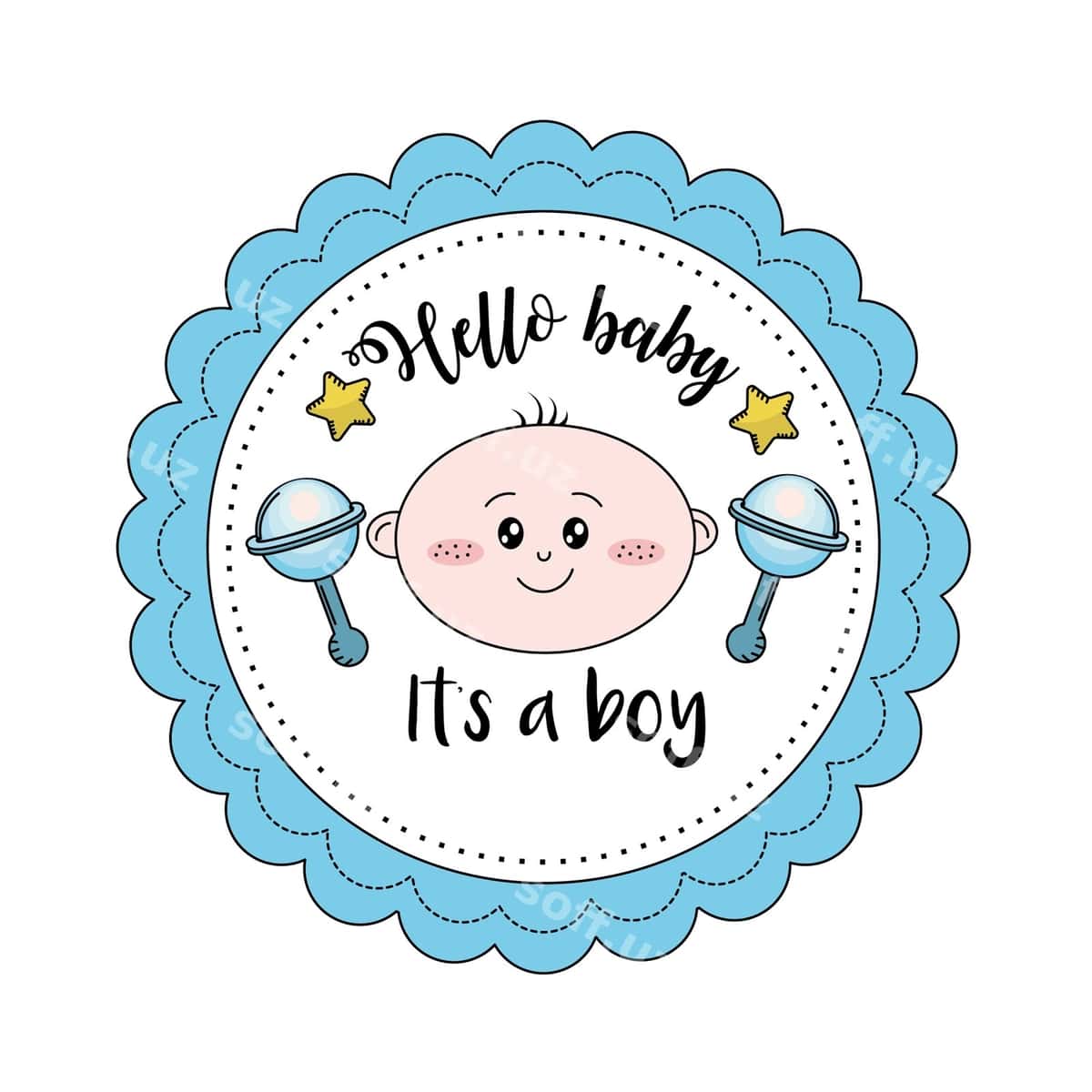 Baby shower gerbida xush kelibsiz, o'g'il bolasi | Baby shower emblem welcome boy 1