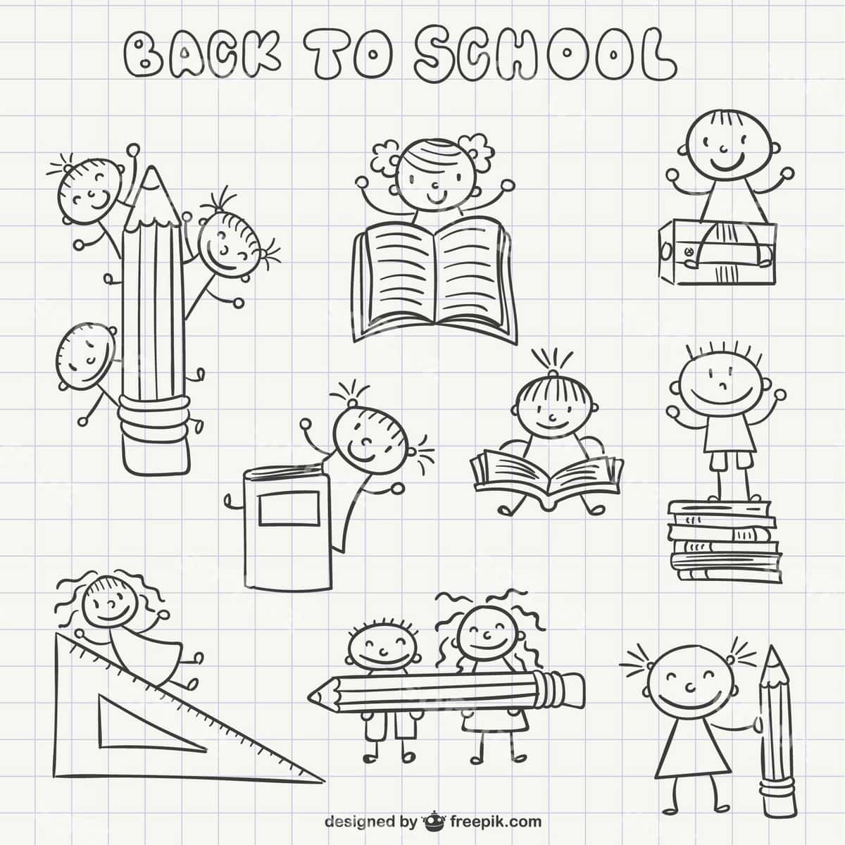 Rucksak maktab chizgilar paketi | Back school scribbles pack 1