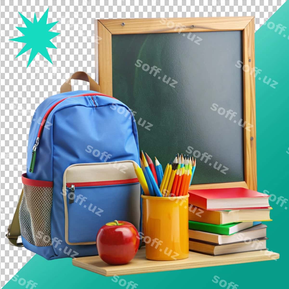 Maktabgacha shaffof fon | Back school transparent background 1