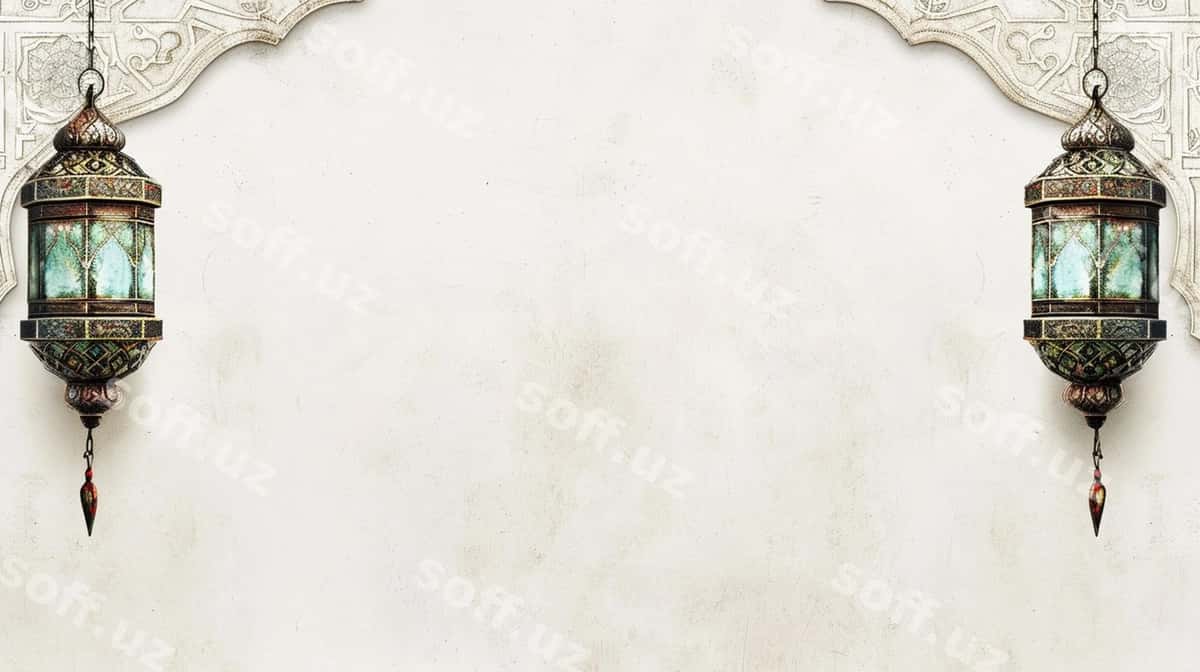 Orqa fon islamiy chiraf naqshi bilan | Background with islamic lantern ornament 1