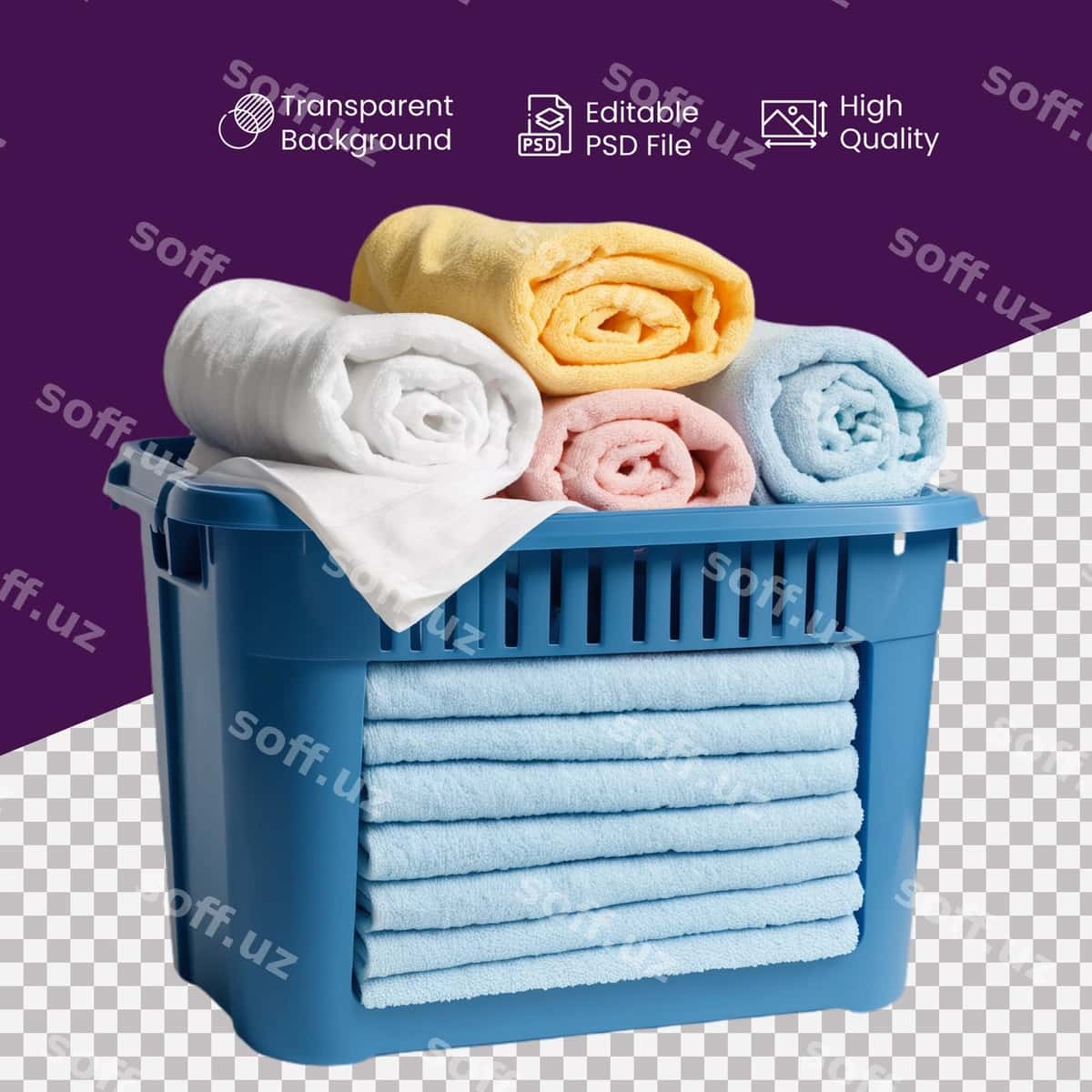 Savat matiz shaffof orqa fonda | Basket towels transparent background 1