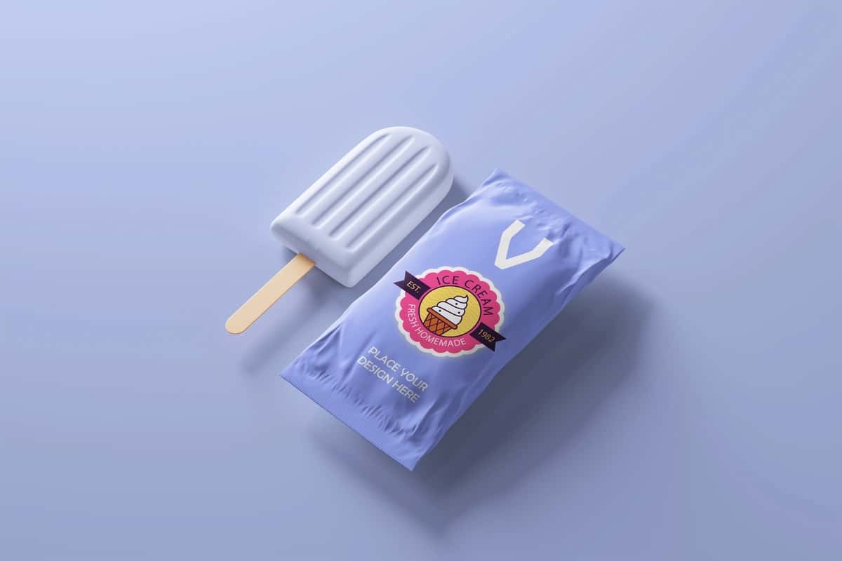Muzqaymoq qadoqlash maketi | Ice cream popsicle packaging mockup 1