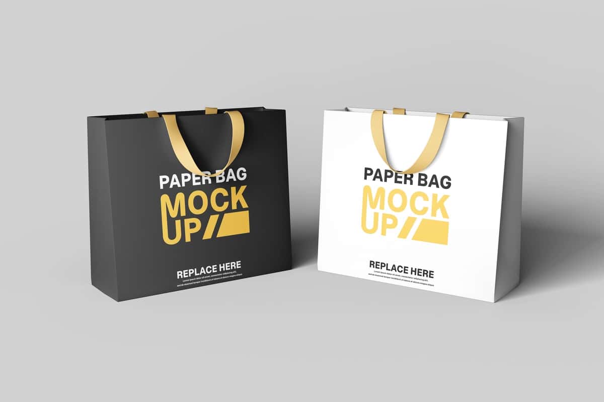 Haqiqiy qog'oz sumka maketi brending chakana savdosi | Realistic paper bag mockup branding retail 1