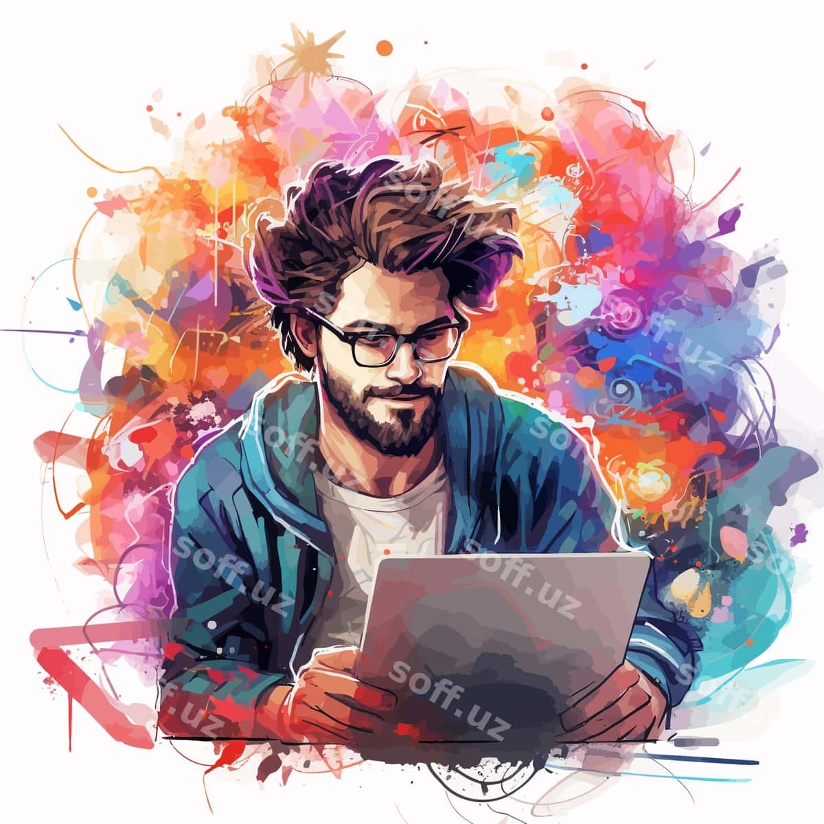 Sakral erkak illustratsiyasi | Bearded man illustration 1