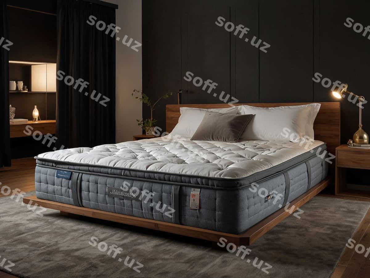 Bu kulrang qoshiqli yotoq | Bed with gray comforter it 1