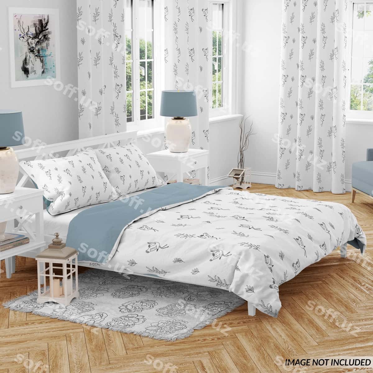 Yotoq mebeli devor bezzag'i namunalari | Bedding curtains mockups 1