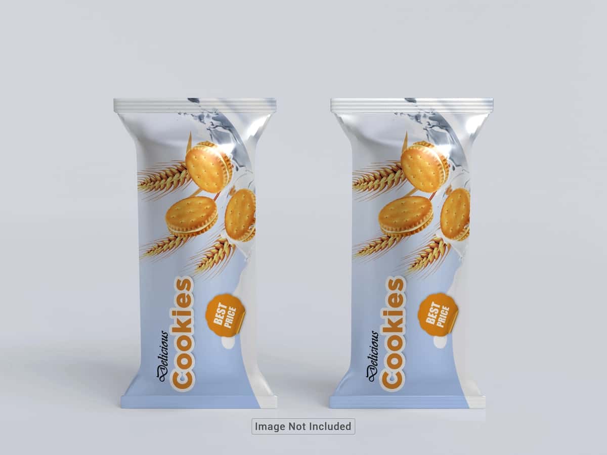 Psd yaltiroq pechene qadoqlash maketi | Psd glossy biscuit packaging mockup 1
