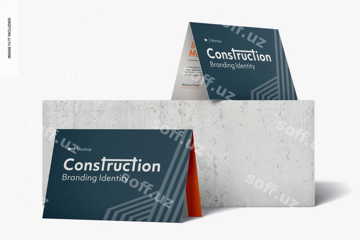 Ikki qavatli vizitkalar maketi | Bi fold business cards mockup 1