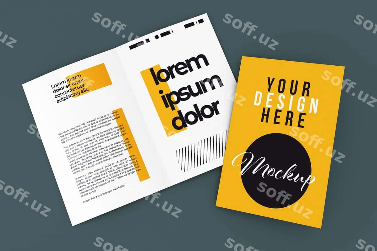 Bifold broshyura mockuplar ajrashgan | Bifold brochure mockup isolated 1