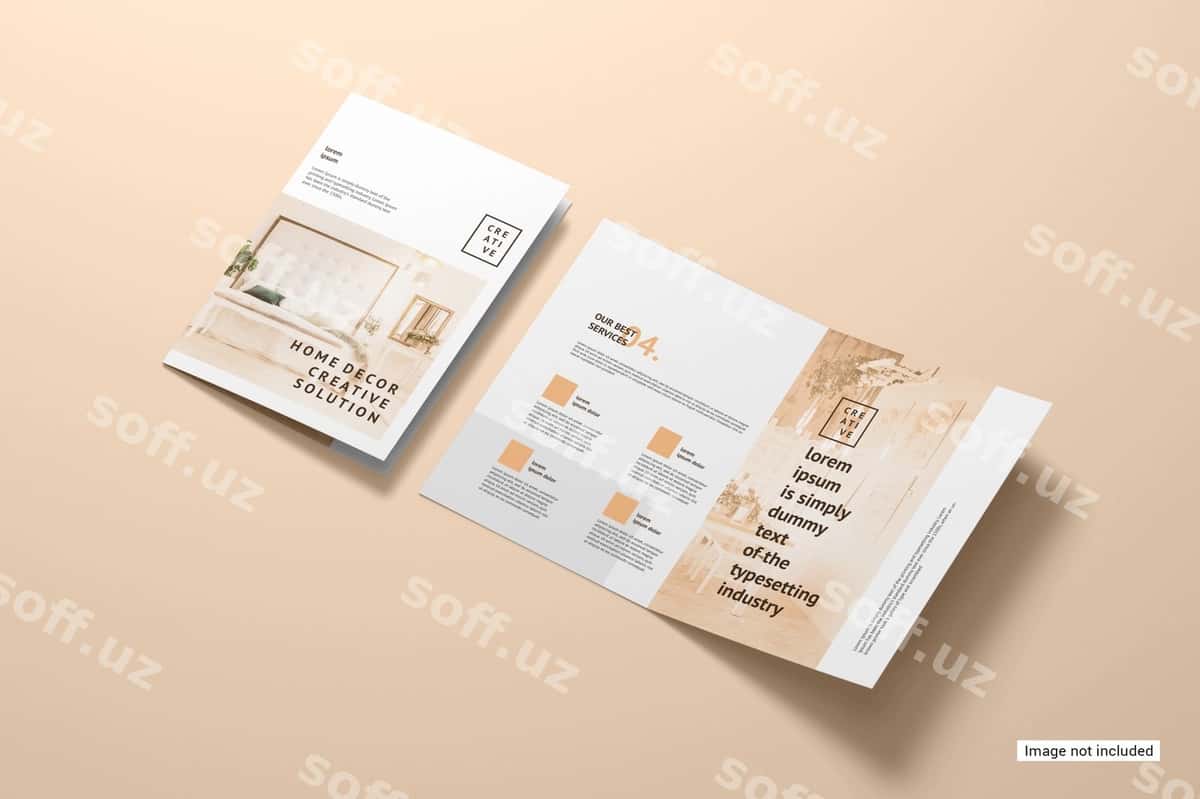 Ikki qatlamli broshyurani prototipi | Bifold brochure mockup 1