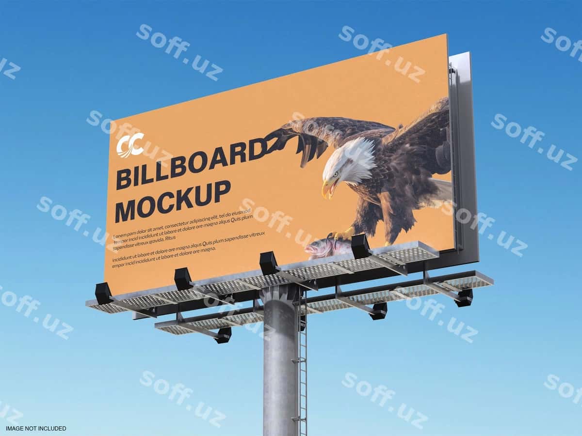Billboard maketi moviy osmon fonida | Billboard mockup blue sky background 1