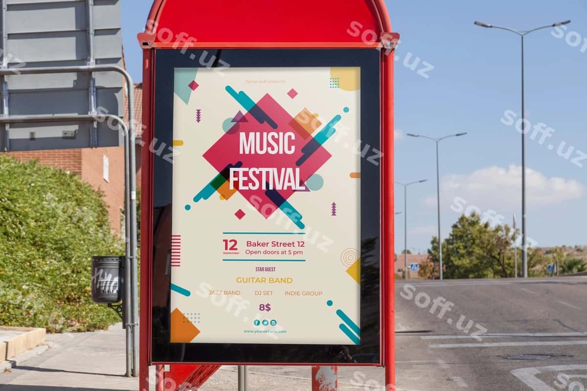 Billboard namunasi avtobus to'xtash joyi | Billboard mockup bus stop 1