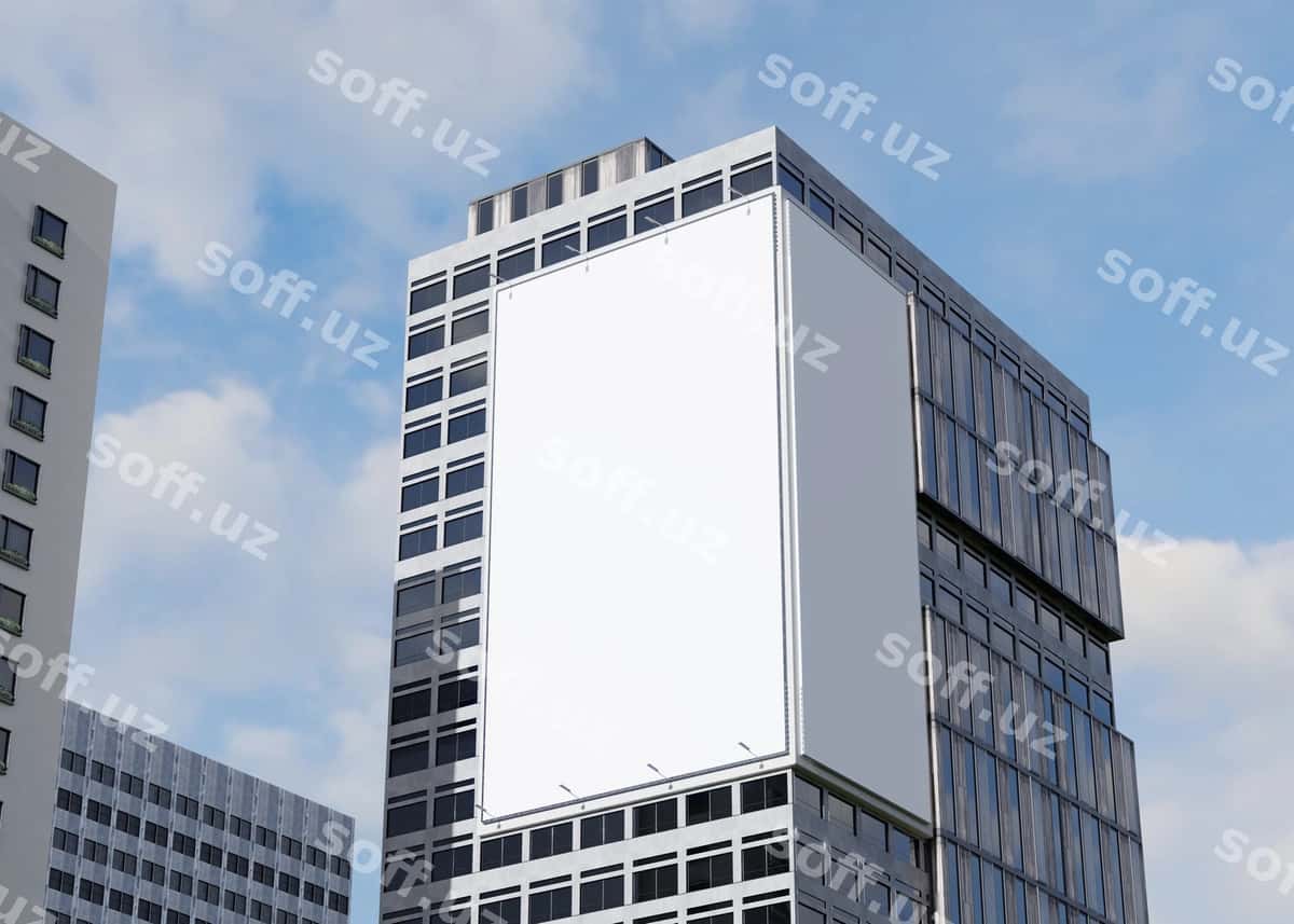 Billboard namuna baland binо ko'cha | Billboard mockup tall building street 1