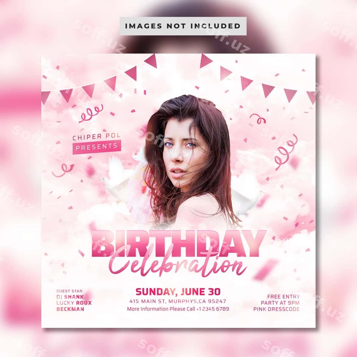 Tug'ilgan kunni nishonlash uchun varaq | Birthday celebration flyer 1