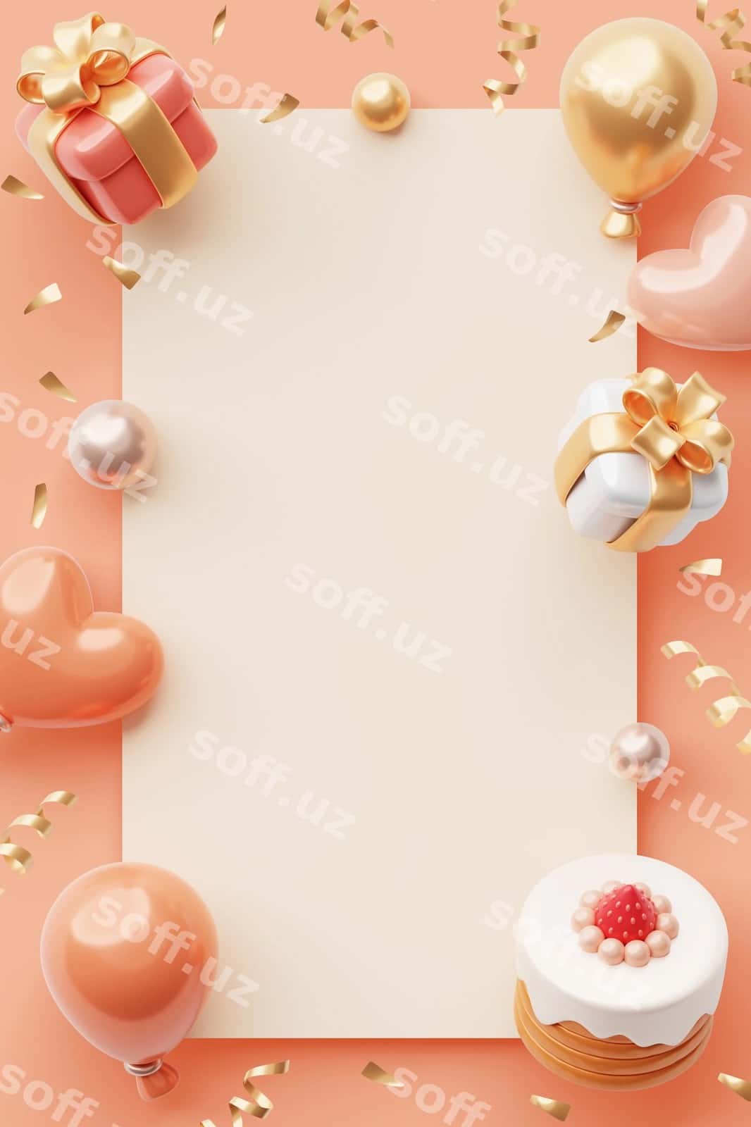 Tug'ilgan kun uygun bo'sh bandlirish banneri | Birthday vertical blank banner 1