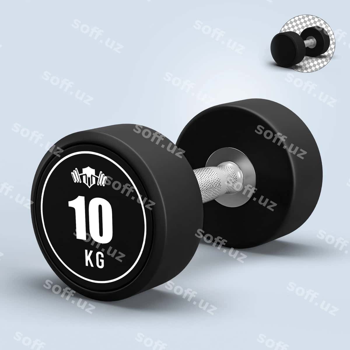 Qora belgilangan germ dumbbell namunasi | Black fixed rubber dumbbell mokcup 1