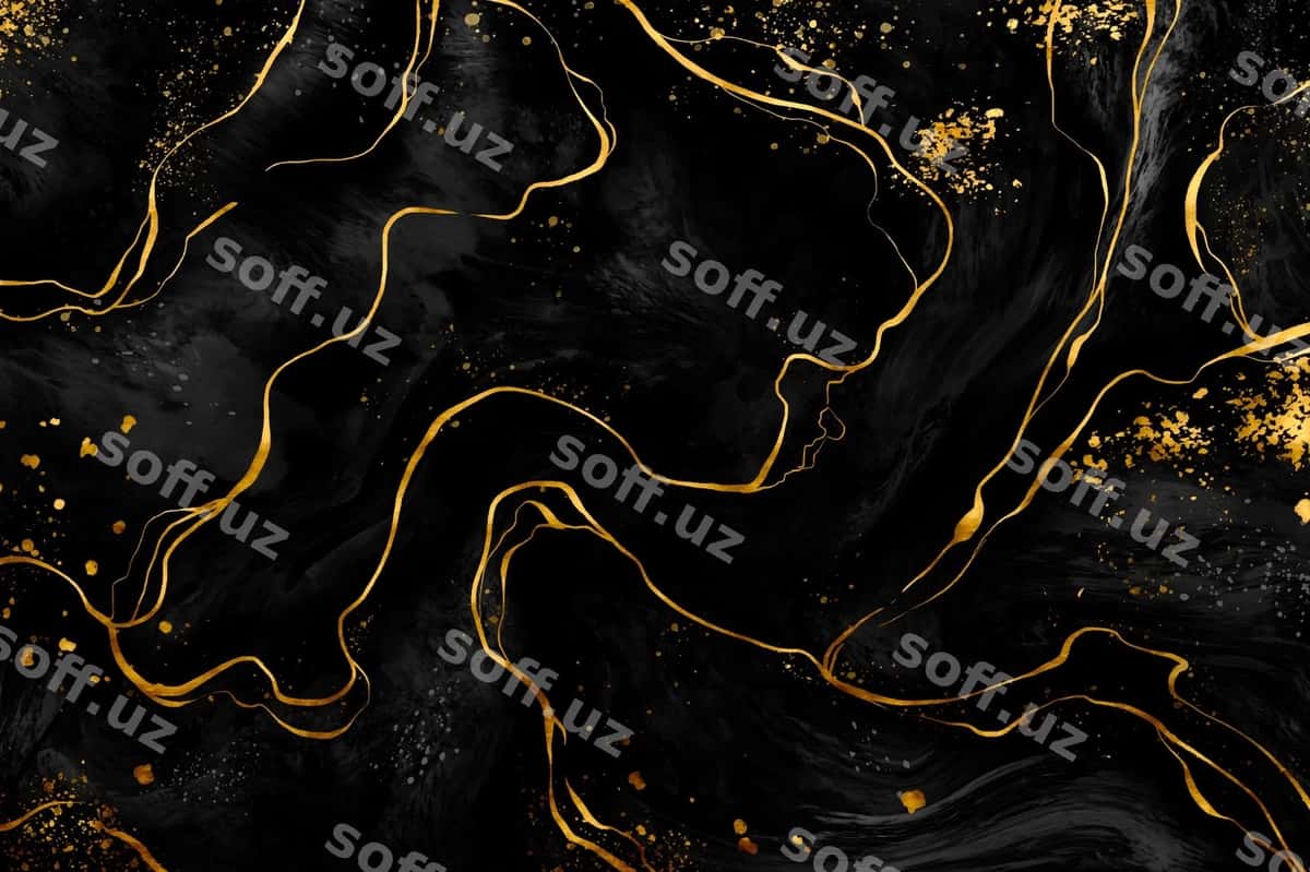 Qora oltin marmar fon | Black golden marble background 1