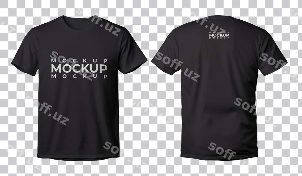 Qora t-shirt mockup shablon | Black t shirt mockup template 1