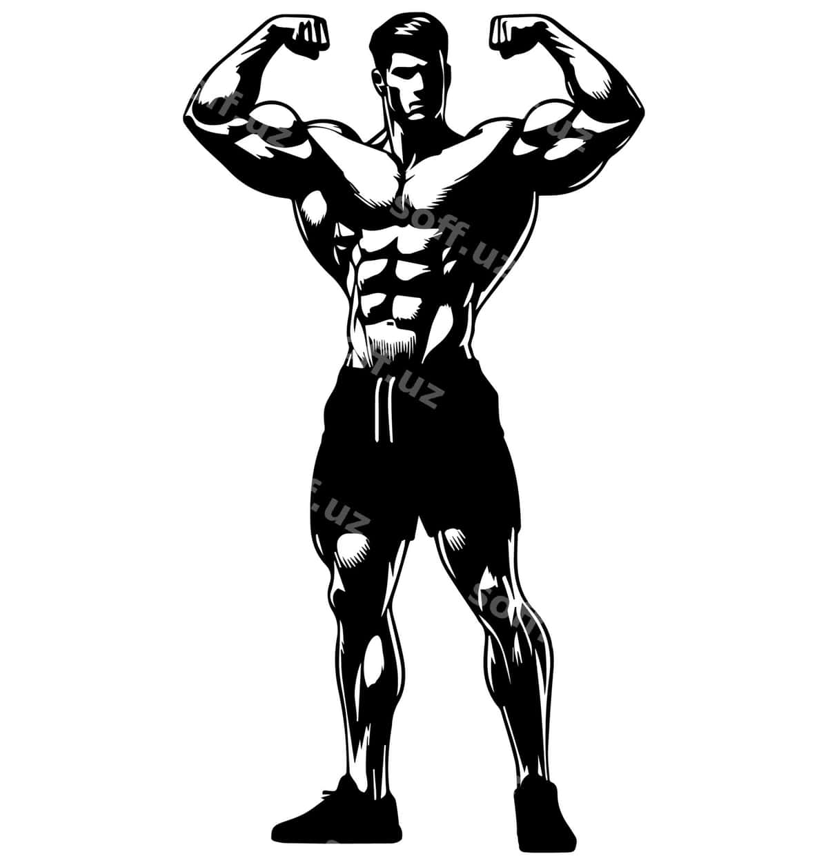 Qora oq jism quruvchi siluet dizayni | Black white bodybuilder silhouette design 1
