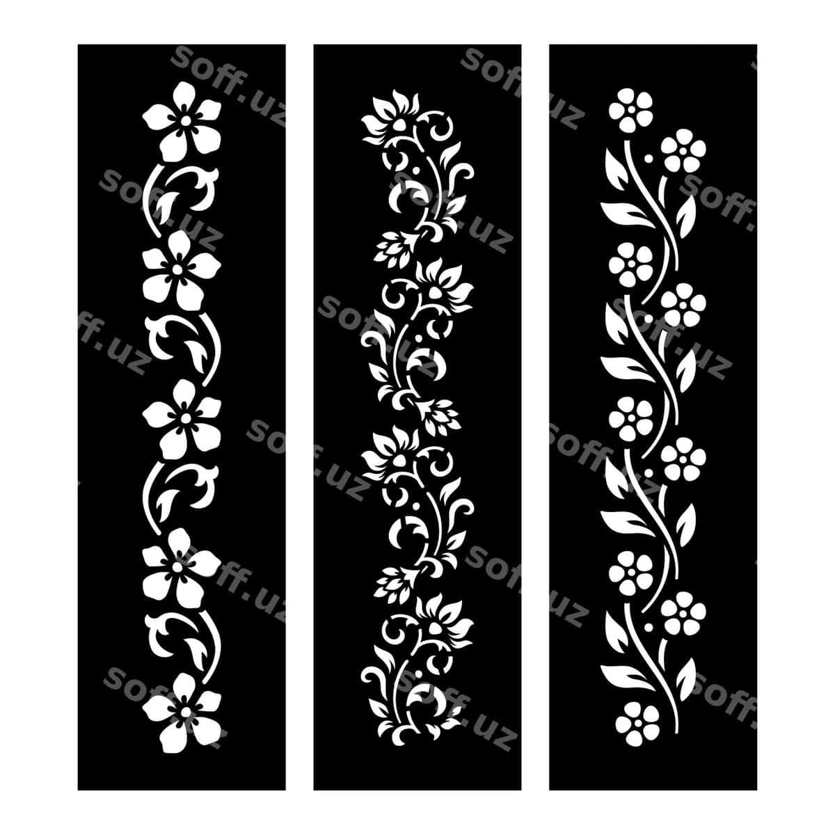 Qora va oq gulli kesilgan fayl | Black white floral cut file 1