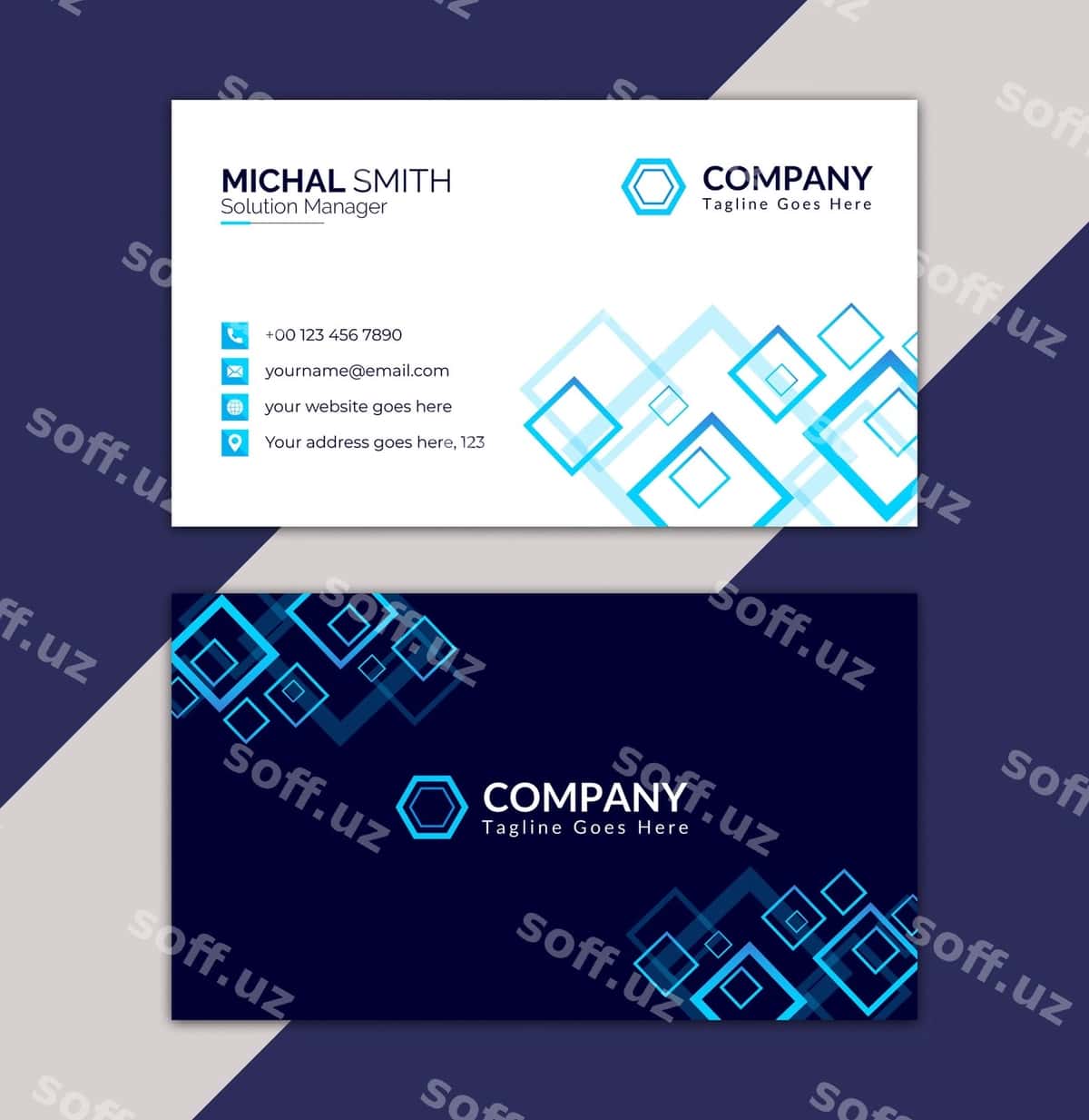 Ko'k qora kompaniya degan belgi | Blue black sign that says company 1