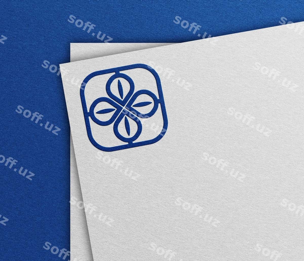Ko'k logotip namunasi oq qog'oz | Blue logo mockup white paper 1