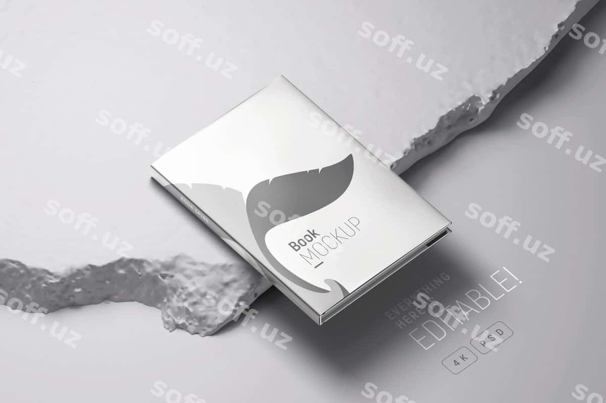 Kitob qopliq namunasi perspektiv ko'rinish | Book cover mockup perspective view 1